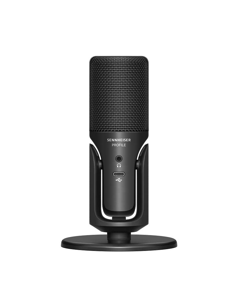 SENNHEISER Professional Profile - USB Cardioid Condenser Microphone & Table Stand, 1.2 m USB-C Cable - Mute Button, Built-in Headphone Jack, Gain, Mix & Volume Control, for PC & Mac,Black