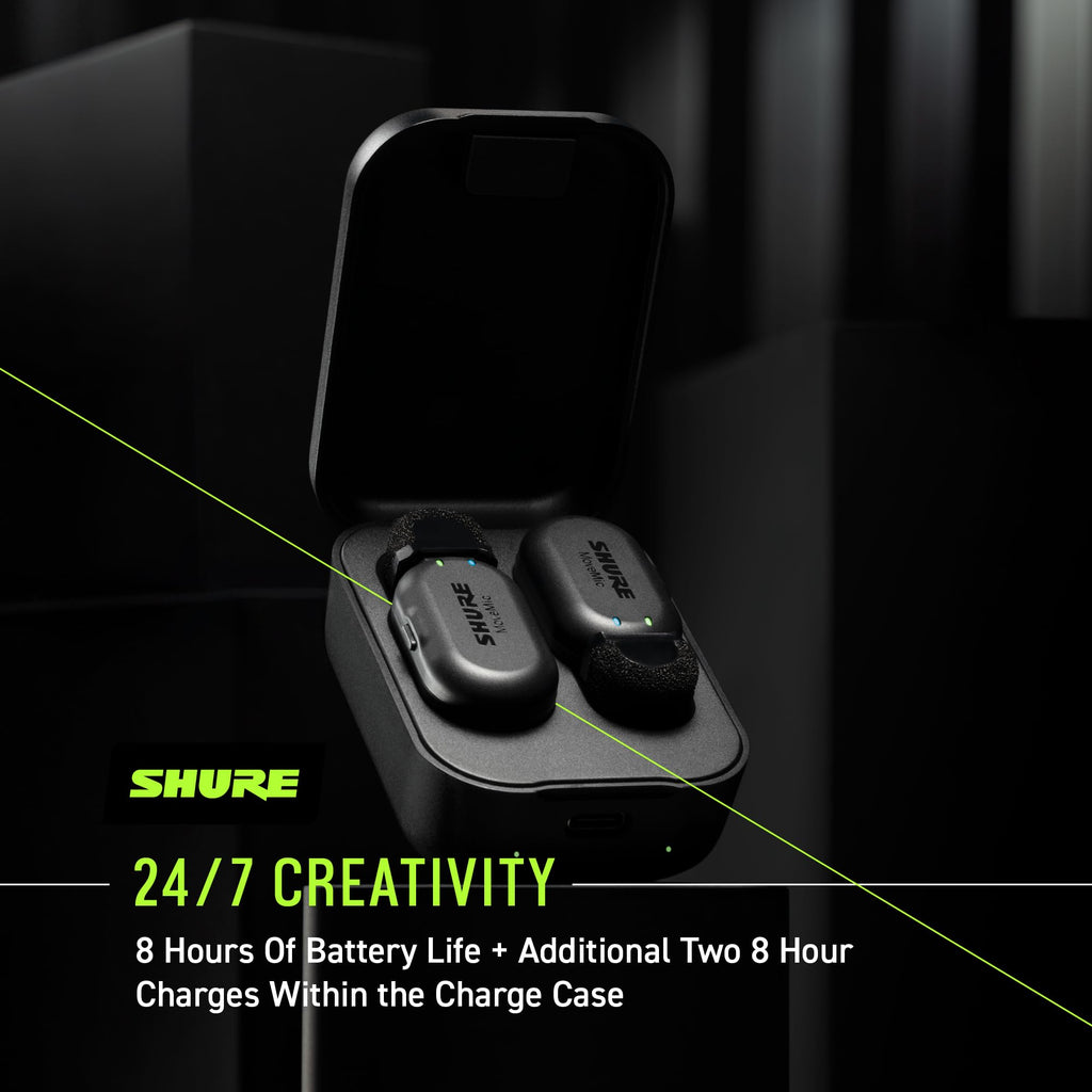 Shure MoveMic One - Pro Direct to Phone Wireless Lavalier Microphone for iPhone & Android, Bluetooth Mini Mic, 24 Hours Charge, Quick Set Up, IPX4, Compact & Portable Clip Lav (MV-ONE-Z7)