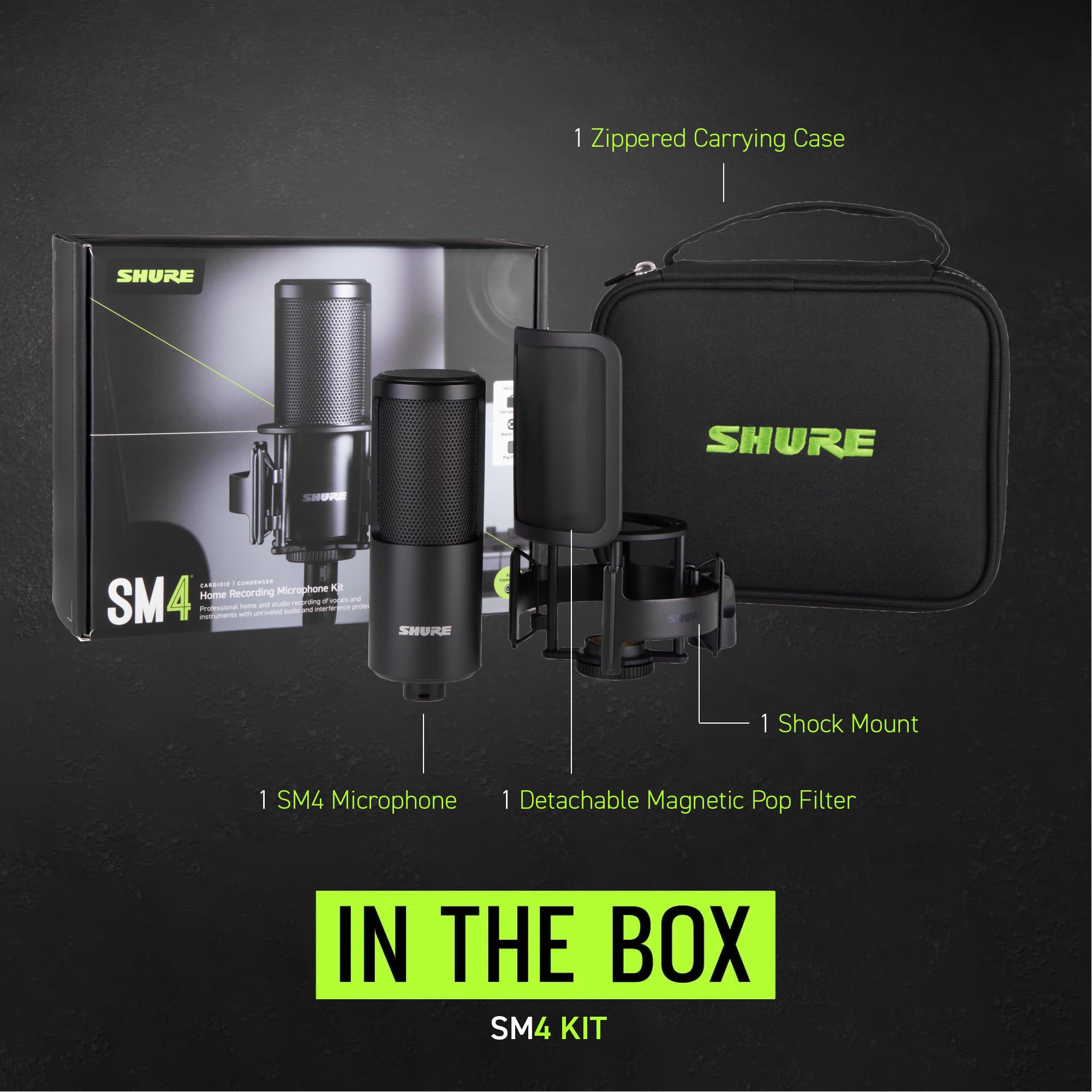 Shure SM4 XLR Studio Condenser Microphone Kit for Recording