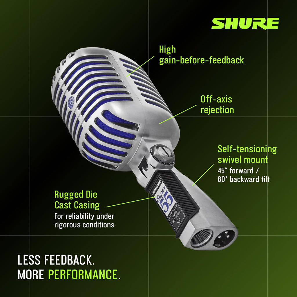 Shure Super 55 Deluxe Supercardioid Dynamic Vocal Microphone