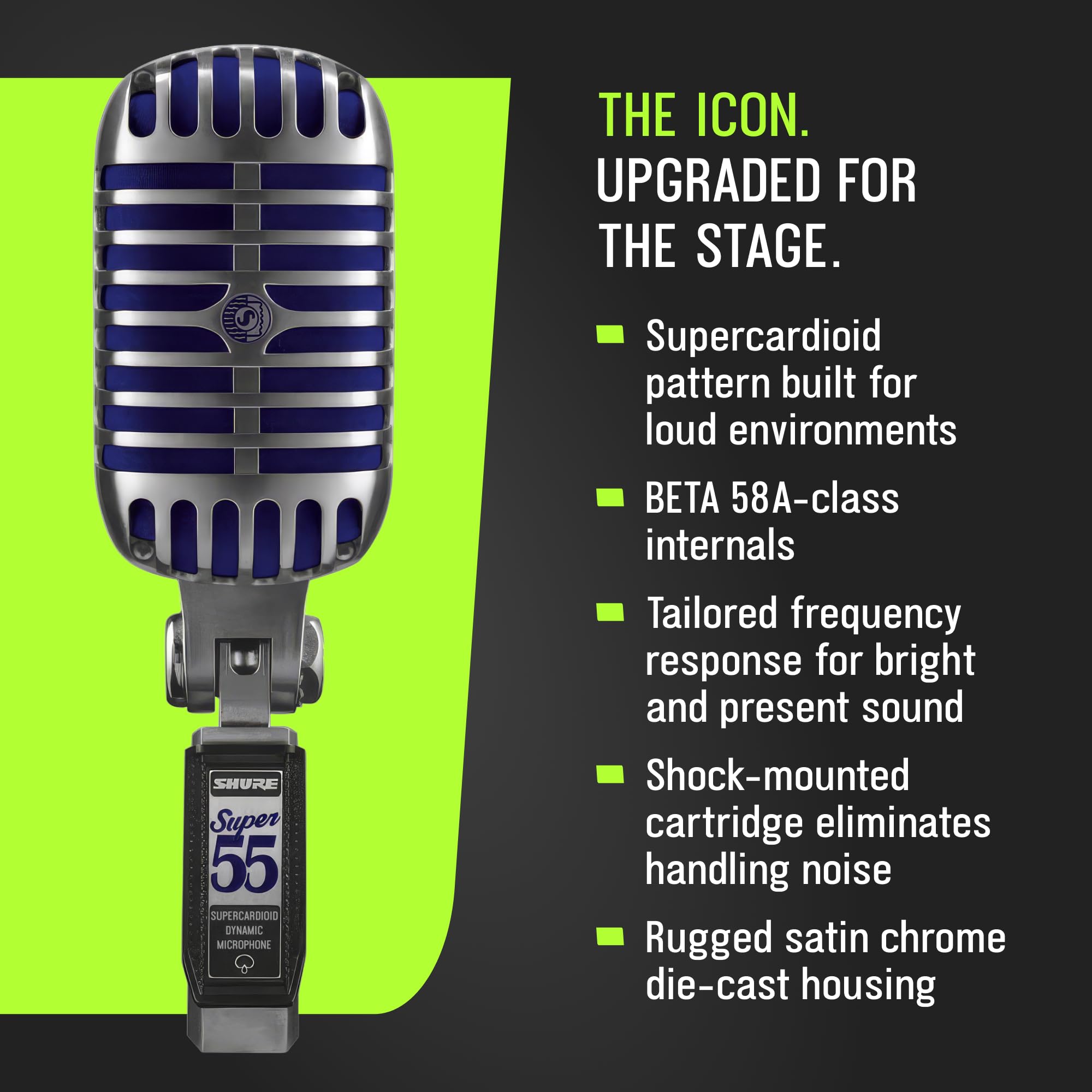 Shure Super 55 Deluxe Supercardioid Dynamic Vocal Microphone