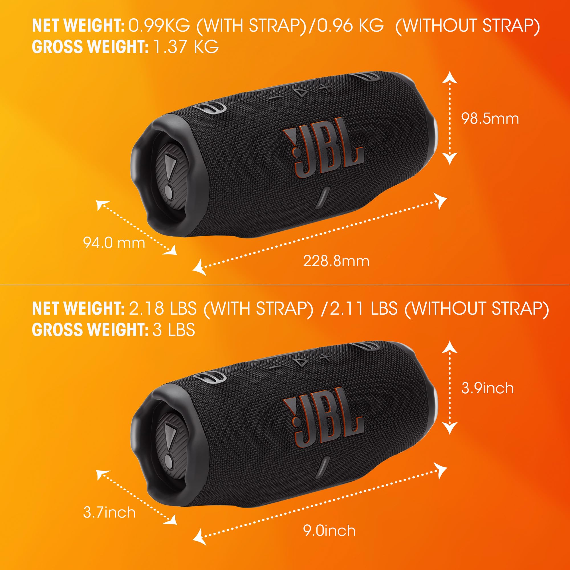JBL Charge 6 Portable Bluetooth Speaker, Waterproof, Drop-Proof - Black