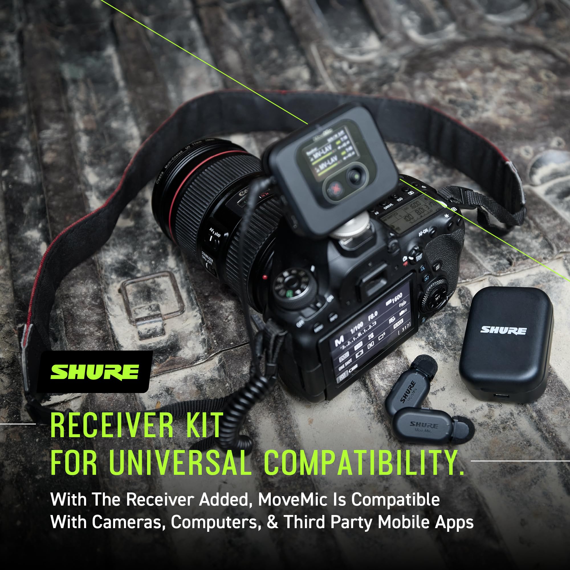 Shure MoveMic One - Pro Direct to Phone Wireless Lavalier Microphone for iPhone & Android, Bluetooth Mini Mic, 24 Hours Charge, Quick Set Up, IPX4, Compact & Portable Clip Lav (MV-ONE-Z7)