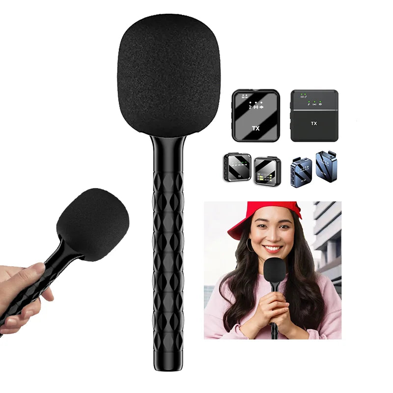 3 in 1 Handheld Holder Stick H1 Wireless Microphone for Live Karaoke Studio Interview Outdoor Recording Mic
