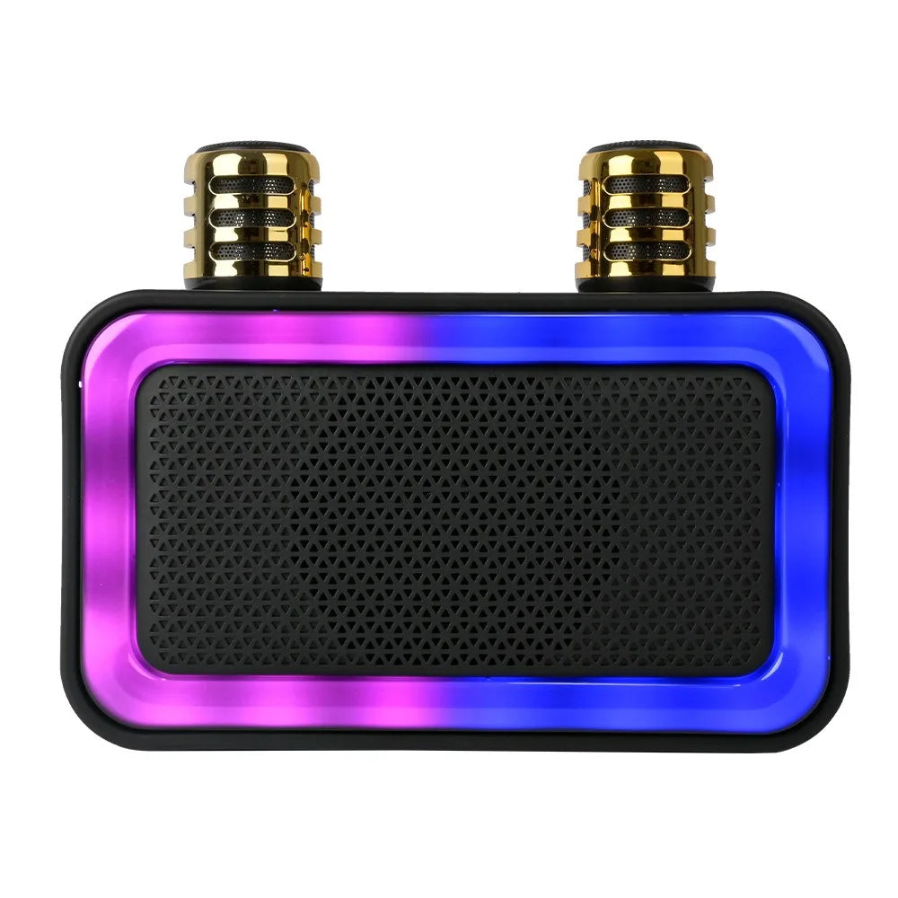 20W Outdoor RGB LED Lighting BT Wireless 6 Inch Stereo Karaoke Speakers Double Microphone AUX Communication Big Power Bass Sound