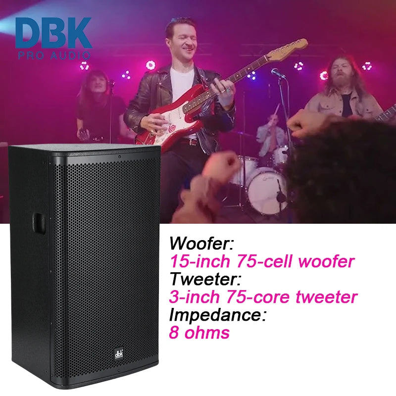 15 Inch 2 Way Full Range Passive Speaker DJ Party Karaoke PA System Speaker for Church Wedding