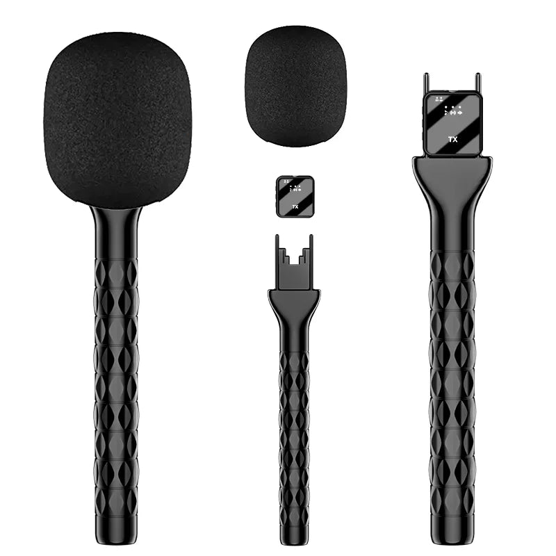 3 in 1 Handheld Holder Stick H1 Wireless Microphone for Live Karaoke Studio Interview Outdoor Recording Mic