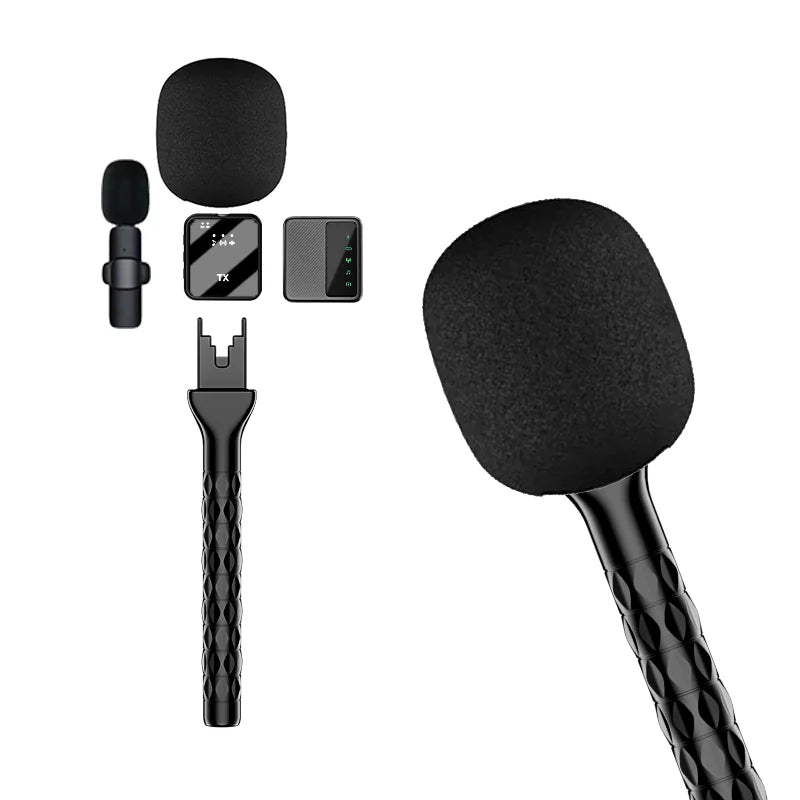 3 in 1 Handheld Holder Stick H1 Wireless Microphone for Live Karaoke Studio Interview Outdoor Recording Mic