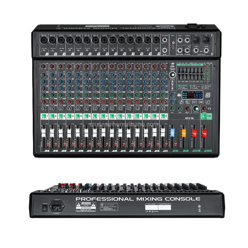16 Channel Professional Audio Music Mixer With Digital Effect Processor Blueteeth Connection Karaoke DJ Mixer Audio