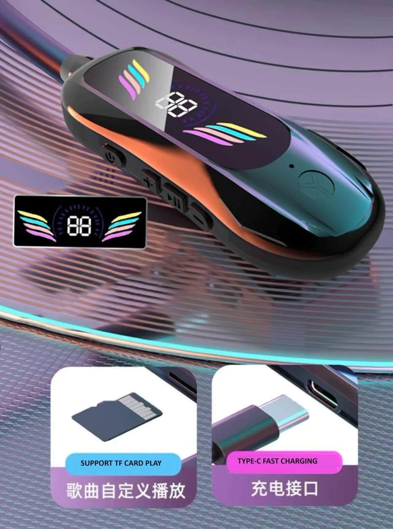 2025 New Digital LED Display Type-C Fast Charging Sport Earbuds jl Magnetic Wireless Gaming Karaoke Headsets Return Feature
