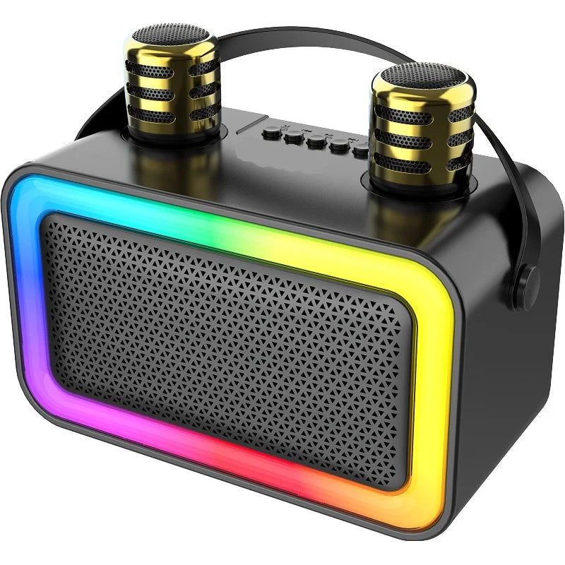 20W Outdoor RGB LED Lighting BT Wireless 6 Inch Stereo Karaoke Speakers Double Microphone AUX Communication Big Power Bass Sound