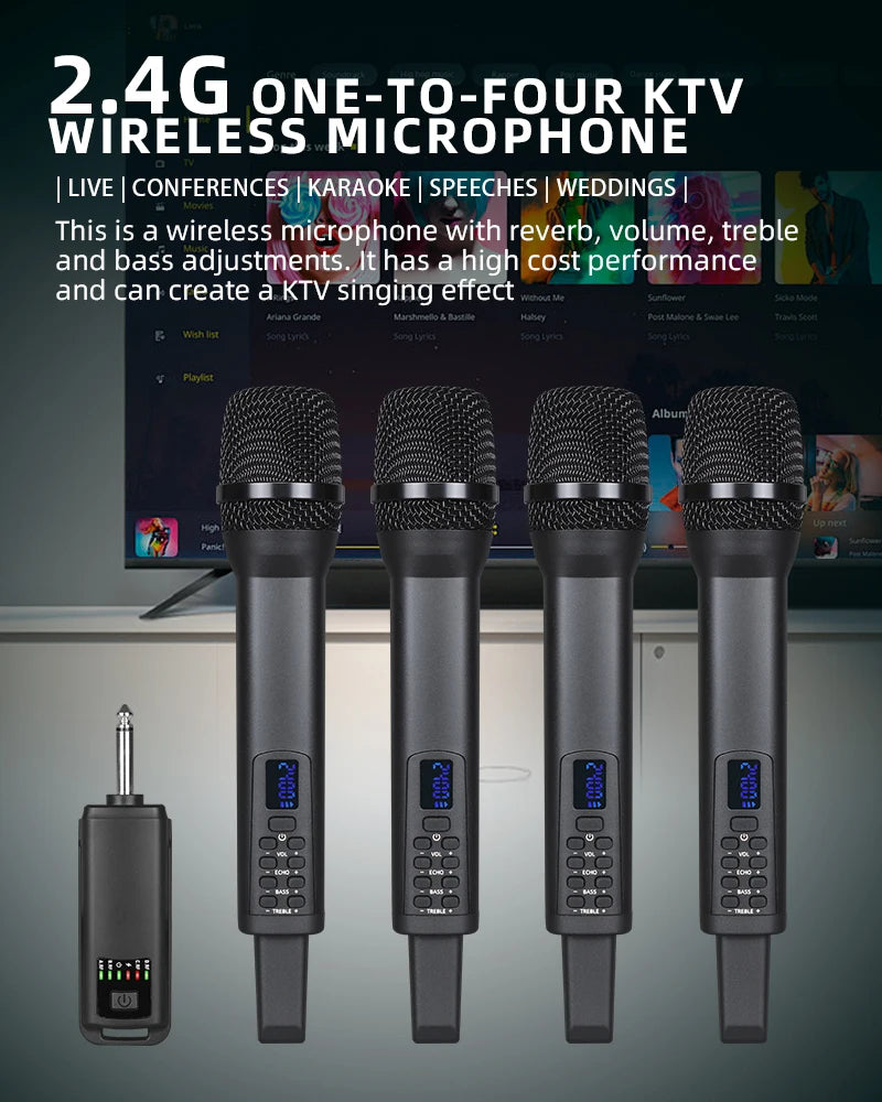 4 1 Universal 2.4G Wireless Microphone C Rechargeable Aluminium Alloy Battery Professional Stage Performance Karaoke D100+ N24