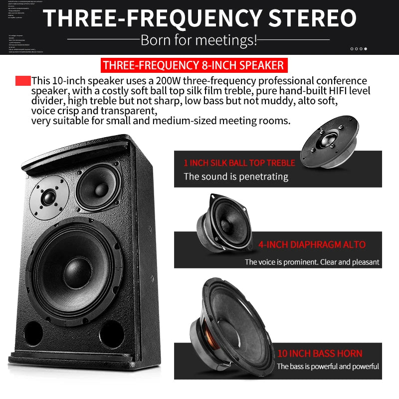 10 "Professional audio speakers 200w karaoke speakers for conference presentation stage performances