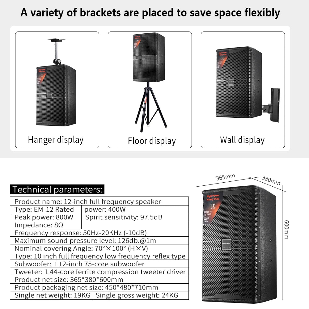 12 "Professional audio speakers 400w karaoke speakers for conference presentation stage performances