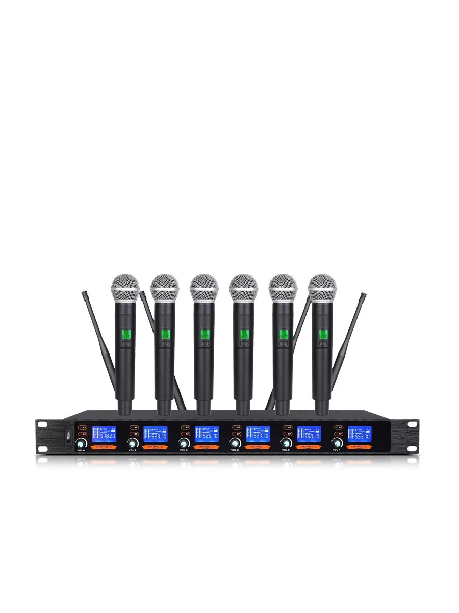 MICWL SM Series SLX288/SLX2 6 Channel Digital Wireless Microphone DJ Karaoke Stage System with 58 Handheld Super Dynamic Mics