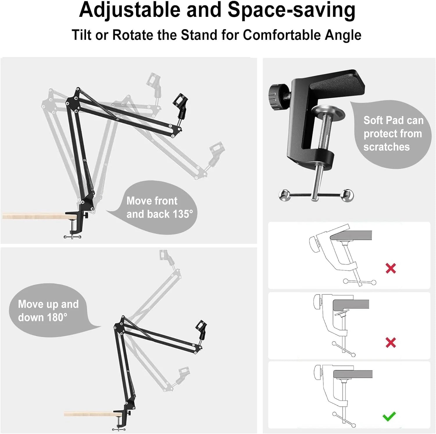 Universal Microphone Stand Kits Microphone Suspension Scissor Boom Arm with Pop Filter for Shure SM7B SM58 AM8 A8 A6V K658 Mic