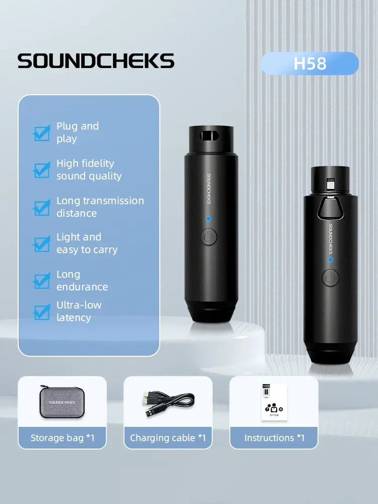 SOUNDCHEKS H-58 2.4GHz Wireless Microphone System with Transmitter and Receiver, Turns your Dynamic Wired Mic into a Wireless Handheld Microphone!
