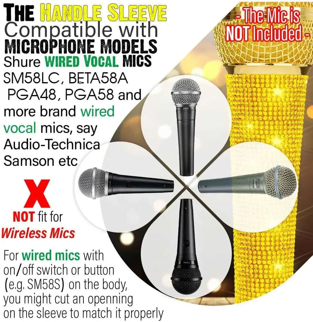 Multi-colored Slip-on Microphone Sleeves for Shure SM58, Beta58 Model Type Microphones