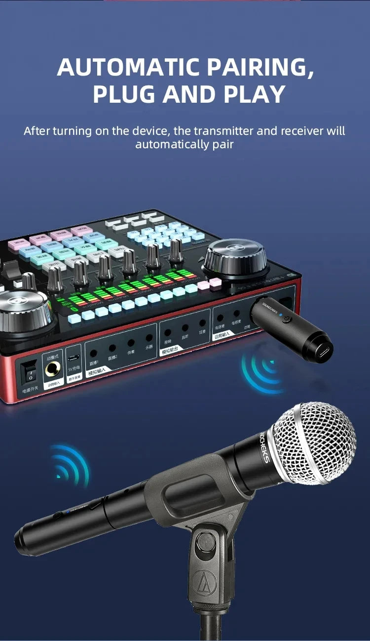 SOUNDCHEKS H-58 2.4GHz Wireless Microphone System with Transmitter and Receiver, Turns your Dynamic Wired Mic into a Wireless Handheld Microphone!