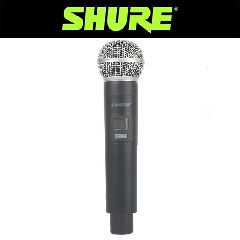 Shure GLXD4 Wireless Receiver with dual SM58 Handheld Microphones. UHF, Dynamic Professional Karaoke Microphone System - Frequency Range: 640~690Mhz